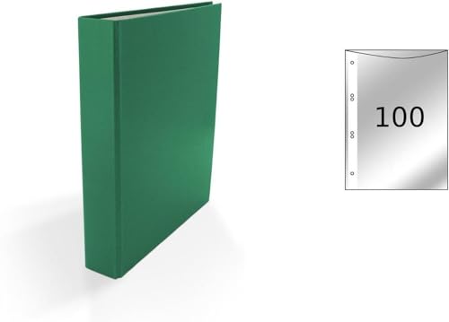 Ringbuch / DIN A5 / 4-Ring Ordner / Farbe: grün + 100 Prospekthüllen von Livepac Office