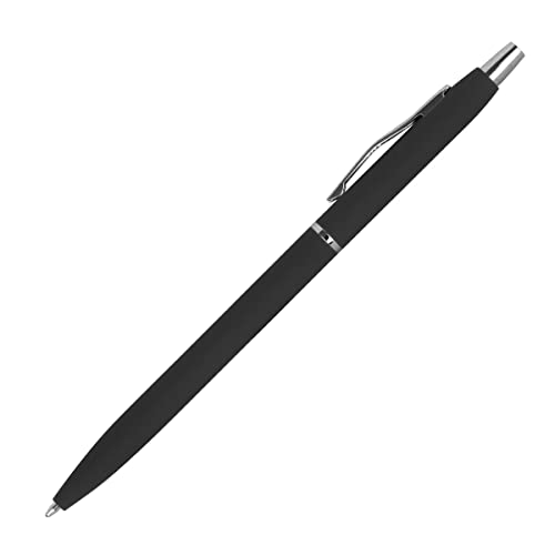Schlanker Metall-Kugelschreiber / gummiert / Farbe: schwarz von Livepac-Office