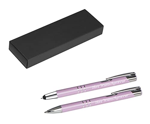 Schreibset mit Gravur / Touchpen Kugelschreiber + Kugelschreiber / pastell lila Schreibset mit Gravur / Touchpen Kugelschreiber + Kugelschreiber / pastell lila von Livepac-Office