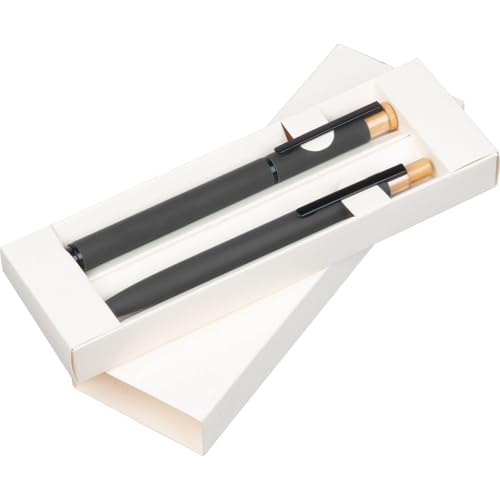 Schreibset mit Kugelschreiber und Rollerball aus Metall/Farbe: anthrazit von Livepac-Office