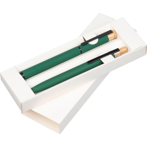 Schreibset mit Kugelschreiber und Rollerball aus Metall/Farbe: dunkelgrün von Livepac-Office