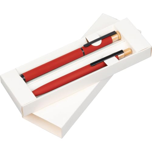 Schreibset mit Kugelschreiber und Rollerball aus Metall/Farbe: rot Schreibset mit Kugelschreiber und Rollerball aus Metall/Farbe: rot von Livepac-Office