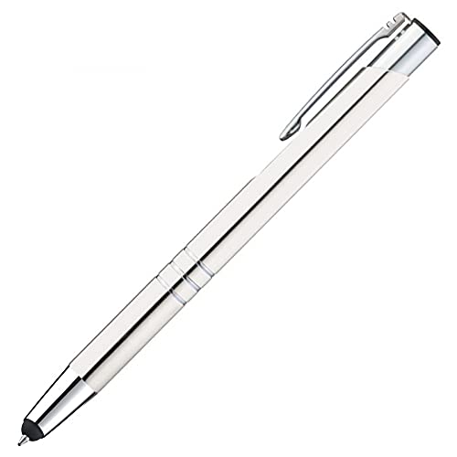 Touchpen Kugelschreiber aus Metall / Farbe: weiß von Livepac Office