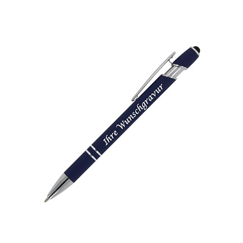 Touchpen Kugelschreiber mit Gravur / aus Metall / Soft-Touch / Farbe: dunkelblau Touchpen Kugelschreiber mit Gravur / aus Metall / Soft-Touch / Farbe: dunkelblau von Livepac-Office