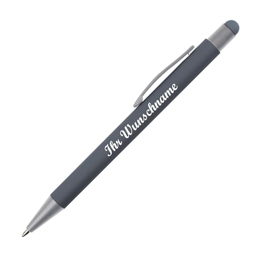 Touchpen Kugelschreiber mit Namensgravur / aus Metall / Farbe: anthrazit von Livepac-Office