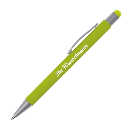 Touchpen Kugelschreiber mit Namensgravur / aus Metall / Farbe: hellgrün Touchpen Kugelschreiber mit Namensgravur / aus Metall / Farbe: hellgrün von Livepac-Office