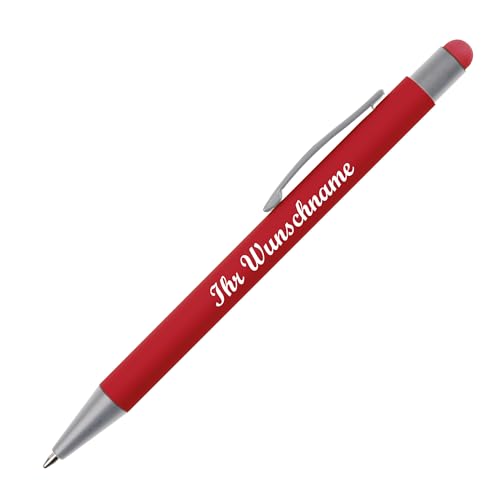 Touchpen Kugelschreiber mit Namensgravur / aus Metall / Farbe: rot von Livepac-Office