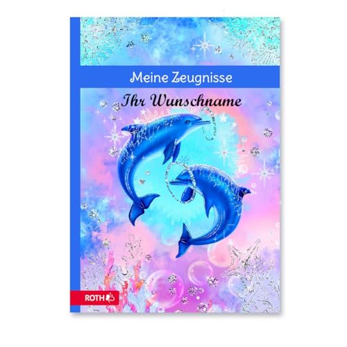 Zeugnismappe mit Namensgravur - A4 / "Delfine" Einband wattiert mit 10 Einlagen Zeugnismappe mit Namensgravur - A4 / "Delfine" Einband wattiert mit 10 Einlagen von Livepac-Office