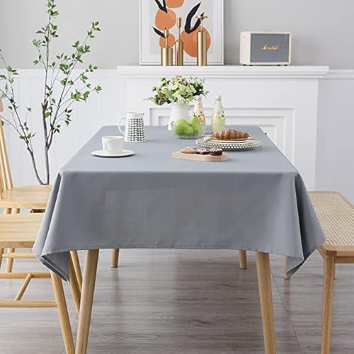 LivinEase Rechteckige Tischdecke für 4 bis 6 Sitzer großer Esstisch - 100% Baumwolle Grau Tischdecke für Hochzeit/Bankett/Restaurant - pflegeleicht und langlebig Tischdecke (Grau, Tischdecke (142 x von LivinEase