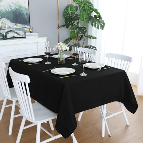 LivinEase Tischdecke 140 x 300 cm – Schwarz Rechteckige Tischdecke aus Baumwollmischung 250 g/m² für 8- bis 12-Sitzer-Tisch – Elegante drapierte Tischdecke für den Weihnachtstisch LivinEase Tischdecke 140 x 300 cm – Schwarz Rechteckige Tischdecke aus Baumwollmischung 250 g/m² für 8- bis 12-Sitzer-Tisch – Elegante drapierte Tischdecke für den Weihnachtstisch von LivinEase