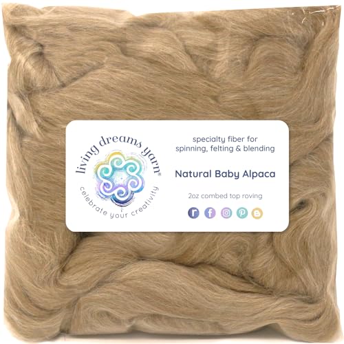 100 % reine Alpaka-Fasern zum Spinnen, Mischen, Filzen, Färben und Puppenherstellung Natürliches gekämmtes Oberteil. 2 oz Fawn Baby Alpaca von Living Dreams Yarn