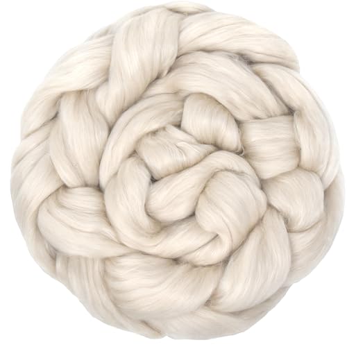 Baby Alpaca Seidenfaser-Mischgewebe Luxuriös weich gekämmte Oberseite Wolle zum Spinnen, Filzen, Mischen und anderen Fasern, Naturweiß von Living Dreams Yarn