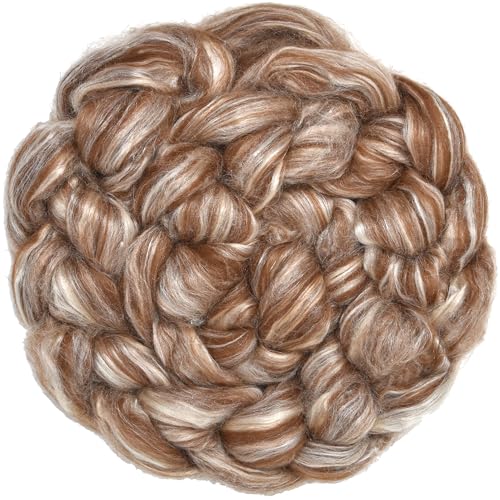 Baby-Alpaka-Seidenfaser-Mischgewebe. Luxuriös weiche, gekämmte Oberwolle zum Spinnen, Filzen, Mischen und für andere Faserhandwerk. Natürliches Hellbraun von Living Dreams Yarn