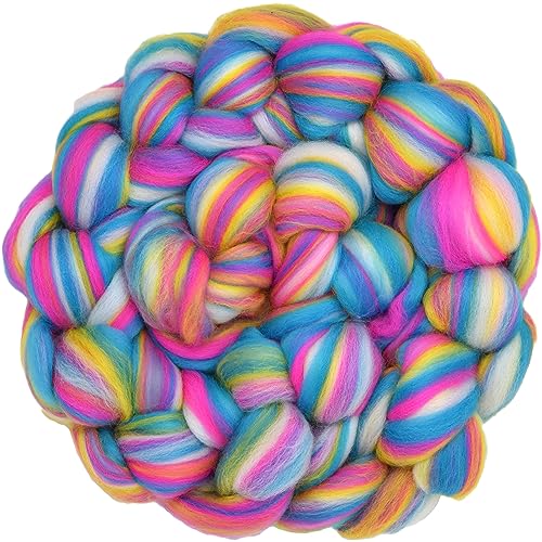 Combed Top Roving Limited Edition Faser zum Spinnen, Nadelfilzen, Nassfilzen, Weben und Basteln Bunte Designer-Merino, Malibu von Living Dreams Yarn