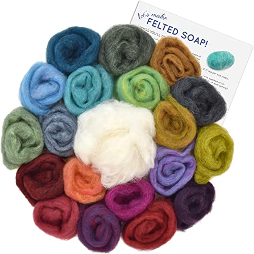 Seifenfilz-Set: Machen Sie Ihre eigene Filzseife, Set enthält Wolle und geschriebene Anleitung (evtl. nicht in deutscher Sprache). Kreatives Basteln für Kinder, Badezimmer-Dekor, natürliches Peeling. von Living Dreams Yarn