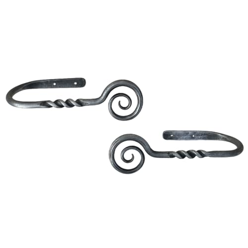 Handgeschmiedete Raffhalter für Vorhänge, 2 Stück, Schmiedeeisen, Bauernhaus, gedreht, Raffhalter, Metall, Wandmontage, Fenster, dekorative Raffhalter, Vorhanghaken, Vorhänge, Metall-Vorhanghalter Handgeschmiedete Raffhalter für Vorhänge, 2 Stück, Schmiedeeisen, Bauernhaus, gedreht, Raffhalter, Metall, Wandmontage, Fenster, dekorative Raffhalter, Vorhanghaken, Vorhänge, Metall-Vorhanghalter von Living Ideas