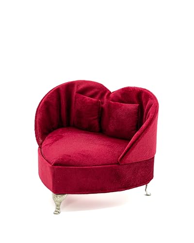 LivuX Exklusive Schmuckschatulle Boudoir im Herz Sofa-Design – Rot mit Vintage-Charme Design, 18 x 14,5 x 14,5 cm – Edles Schmuckkästchen aus edlem Velvet, Holz und glänzendem Metall 1098 von LivuX
