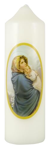 LivuX Stumpenkerze mit Motiv „Madonna Feruzzi“ Eierschale 16,5 cm x 5 cm – Paraffinwachs, ca. 40 Std. Brenndauer – Symbol mütterliche Liebe, Schutz & Hingabe, ideal für Andacht & spirituelle Deko 1054 LivuX Stumpenkerze mit Motiv „Madonna Feruzzi“ Eierschale 16,5 cm x 5 cm – Paraffinwachs, ca. 40 Std. Brenndauer – Symbol mütterliche Liebe, Schutz & Hingabe, ideal für Andacht & spirituelle Deko 1054 von LivuX