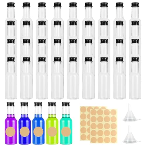 50 Stück 30ml Kleine Flaschen zum Befüllen Liwein Shot Flaschen zum Befüllen mit Deckel und Trichter und Etikett,Mini Flaschen zum Befüllen für Liqueur Weihnachten Hochzeiten Kleine Flaschen (Schwarz) von Liwein