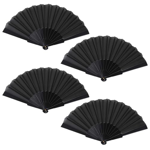Fächer Schwarz Handfächer,Liwein Handheld Faltventilator Fächer,Schwarze Faltfächer für Tanz Party Hochzeit Geschenke DIY Dekoration Haus Dekorationen Fächer Schwarz Handfächer (Schwarz*4) von Liwein