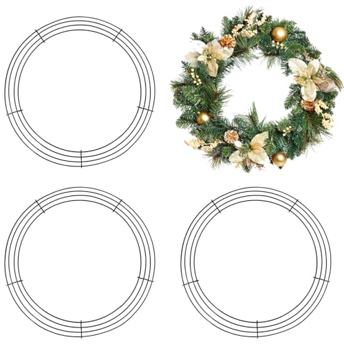 Drahtrahmen für Blumenarrangements, Basteln, Grün, Weihnachten, Metall, rund, Kranz, 40,6 cm, 3 Stück Drahtrahmen für Blumenarrangements, Basteln, Grün, Weihnachten, Metall, rund, Kranz, 40,6 cm, 3 Stück von Liwidon