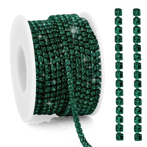 Strass-Kette, 9,1 m, dunkelgrün, glitzernd, Strasssteine, Streifen, 3 mm, Glitzer, Kristall-Strasssteine, geschlossene Ketten, Krallenketten, Besatz zum Nähen, Basteln, Schmuck, Kleidung Strass-Kette, 9,1 m, dunkelgrün, glitzernd, Strasssteine, Streifen, 3 mm, Glitzer, Kristall-Strasssteine, geschlossene Ketten, Krallenketten, Besatz zum Nähen, Basteln, Schmuck, Kleidung von Liwidon