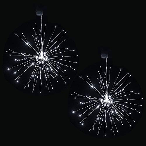 Lixada Feuerwerk LED Licht, 150 LEDs Weihnachten Lichterketten mit Fernbedienung dekorative hängende Starburst Lampe für Indoor Outdoor Home Parties Hochzeit Hofgarten (Weiß) von Lixada
