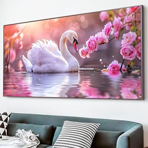 5D Diamond Painting Schwan, Diamond Painting Erwachsene Blume Diamant Bilder Arts Craft 70x140cm DIY Runder Vollbohrer Diamanten Malerei Stickerei Kreuzstich Bastelset für Haus Deko Geschenk XJ-664 von Lixfagng