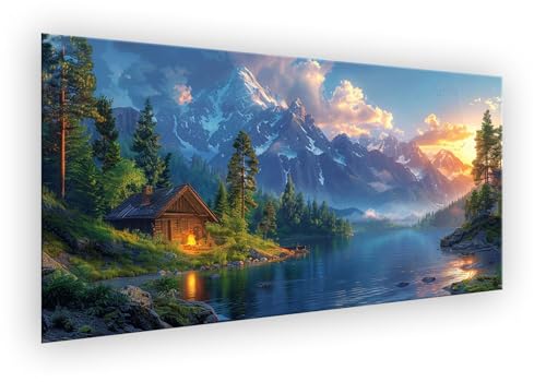 Berg Malen Nach Zahlen Erwachsene, Blockhaus Malen Nach Zahlen 70x140cm Paint by Numbers DIY Handgemalt Ölgemälde Mit Pinseln und Acrylfarbe Kit für Wanddeko, Geschenke für Frauen Ohne Rahmen XD-424 von Lixfagng