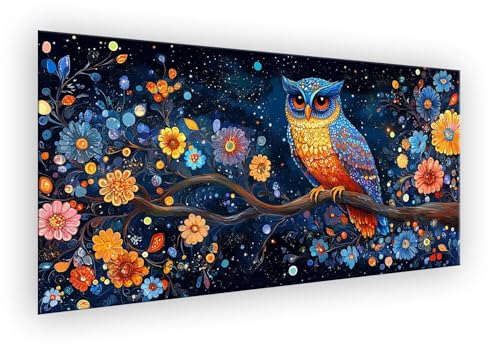 Blume Malen Nach Zahlen Erwachsene, Eule Malen Nach Zahlen 70x140cm Paint by Numbers DIY Handgemalt Ölgemälde Kit Mit Pinseln und Acrylfarbe Knitterfreie Leinwand Kit für Wanddeko Ohne Rahmen XD-732 von Lixfagng