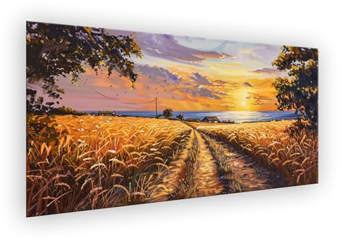 Feld Malen Nach Zahlen Erwachsene, Sonnenuntergang Malen Nach Zahlen 70x140cm Paint by Numbers DIY Handgemalt Ölgemälde Kit Mit Pinseln und Acrylfarbe Kit für Wanddeko Geschenke Ohne Rahmen XD-864 von Lixfagng