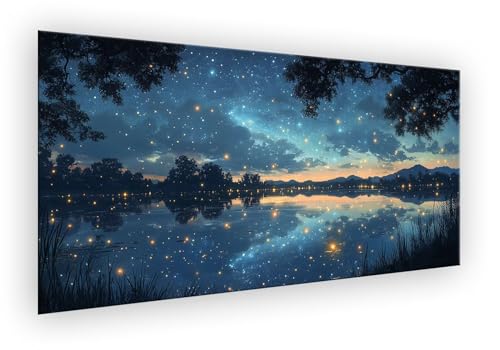 Glühwürmchen Malen Nach Zahlen Erwachsene, See Malen Nach Zahlen 60x120cm Paint by Numbers DIY Handgemalt Ölgemälde Kit Mit Pinseln und Acrylfarbe Kit für Wanddeko Frauen Geschenke Ohne Rahmen XD-464 von Lixfagng