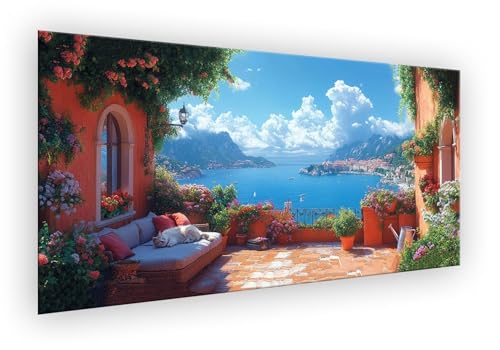 Katze Malen Nach Zahlen Erwachsene,Kleine Insel Malen Nach Zahlen,DIY Paint by Numbers Handgemalt Ölgemälde Kit Mit Pinseln und Acrylfarbe Knitterfreie Leinwand für Wanddeko Ohne Rahmen 35x70cm XD-881 von Lixfagng