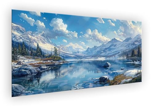 Landschaft Malen Nach Zahlen Erwachsene, Schneeberg Malen Nach Zahlen, DIY Paint by Numbers Handgemalt Ölgemälde Kit Mit Pinseln und Acrylfarbe für Wanddeko Frau Geschenk Ohne Rahmen 80x160cm XD-875 von Lixfagng