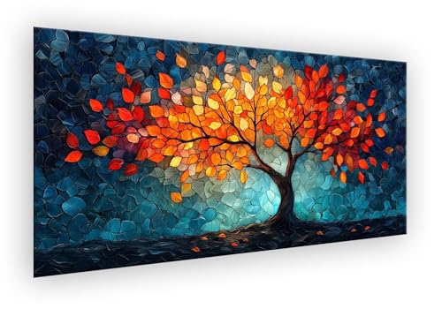 Malen Nach Zahlen Erwachsene Abstrakt, Malen Nach Zahlen Baum Paint by Numbers DIY Handgemalt Ölgemälde Kit Mit Pinseln und Acrylfarbe Knitterfreie Leinwand Kit Geschenk für Wanddeko 70x140cm XD-415 von Lixfagng