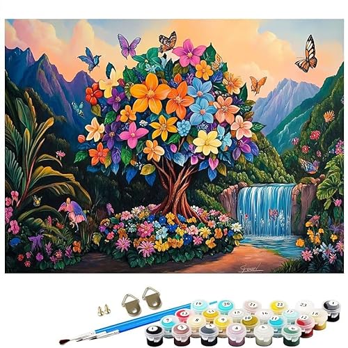 Malen Nach Zahlen Erwachsene Anlage Schmetterling Malen Nach Zahlen DIY Paint by Numbers Kit für Anfänger und Erwachsene mit 3 Pinseln und Acrylfarben für Deko Wohnzimmer,Ohne Rahmen 30 x 40 CM L8-197 von Lixfagng