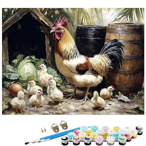 Malen Nach Zahlen Erwachsene Bauernhaus Huhn, Malen Nach Zahlen Kinder ab 7 mit Pinseln und Acrylfarben DIY Ölgemälde Set Basteln Leinwand Bild Erwachsene für Home Deko 70x100CM Ohne Rahmen L8-12 Malen Nach Zahlen Erwachsene Bauernhaus Huhn, Malen Nach Zahlen Kinder ab 7 mit Pinseln und Acrylfarben DIY Ölgemälde Set Basteln Leinwand Bild Erwachsene für Home Deko 70x100CM Ohne Rahmen L8-12 von Lixfagng