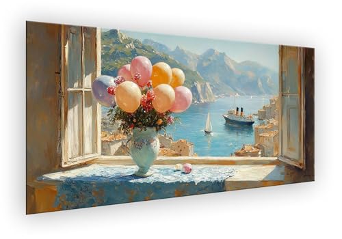 Malen Nach Zahlen Erwachsene Berg, Fenster Malen Nach Zahlen DIY Paint by Numbers Handgemalt Ölgemälde Kit Mit 3 - Pinseln und Acrylfarbe knitterfreie leinwand Kit für Wanddeko Groß 25x50cm XD-900 von Lixfagng