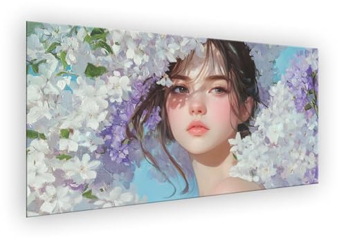 Malen Nach Zahlen Erwachsene Blume, Frauen (3) Malen Nach Zahlen DIY Paint by Numbers Handgemalt Ölgemälde Kit Mit 3 - Pinseln und Acrylfarbe knitterfreie leinwand Kit für Wanddeko Groß 35x70cm XD-882 von Lixfagng