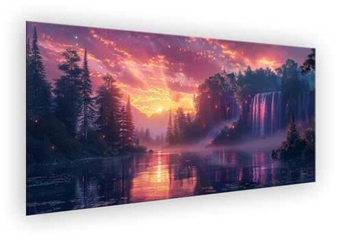 Malen Nach Zahlen Erwachsene Fallen, Malen Nach Zahlen Sonnenuntergang Paint by Numbers DIY Handgemalt Ölgemälde Kit Mit Pinseln und Acrylfarbe Knitterfreie Leinwand Kit für Wanddeko 40x80cm XD-427 von Lixfagng