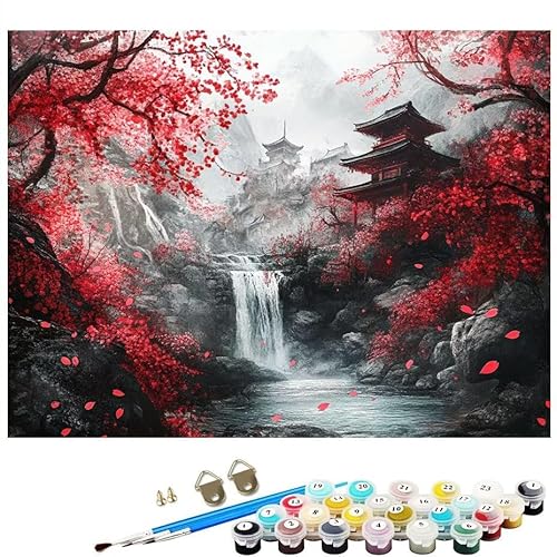 Malen Nach Zahlen Erwachsene Fallen Turm, Malen Nach Zahlen Kinder ab 7 mit Pinseln und Acrylfarben DIY Ölgemälde Set Basteln Leinwand Bild Erwachsene für Home Deko 30 x 40 cm Ohne Rahmen L8-214 von Lixfagng