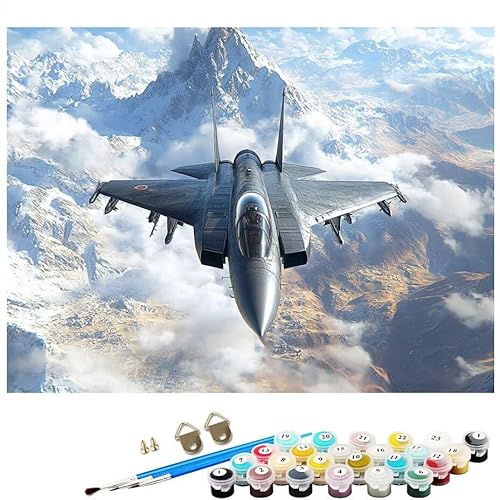 Malen Nach Zahlen Erwachsene Flugzeug Himmel, Malen Nach Zahlen Kinder ab 7 mit Pinseln und Acrylfarben DIY Ölgemälde Set Basteln Leinwand Bild Erwachsene für Home Deko 30x40CM Ohne Rahmen L8-24 von Lixfagng