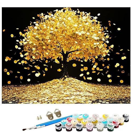 Malen Nach Zahlen Erwachsene Landschaft Baum, Malen Nach Zahlen Kinder ab 7 mit Pinseln und Acrylfarben DIY Ölgemälde Set Basteln Leinwand Bild Erwachsene, Home Deko 30 x 40 cm Ohne Rahmen L8-220 von Lixfagng