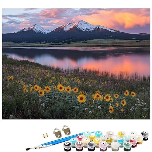 Malen Nach Zahlen Erwachsene Landschaft See Malen Nach Zahlen DIY Paint by Numbers Kit für Anfänger und Erwachsene mit 3 Pinseln und Acrylfarben für Deko Wohnzimmer Geschenk, Ohne Rahmen 40x50cm L8-19 von Lixfagng
