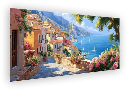 Malen Nach Zahlen Erwachsene Meerblick, Baum Malen Nach Zahlen DIY Paint by Numbers Handgemalt Ölgemälde Kit Mit 3 - Pinseln und Acrylfarbe knitterfreie leinwand Kit für Wanddeko Groß 50x100cm XD-884 von Lixfagng