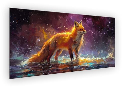 Malen Nach Zahlen Erwachsene See, Malen Nach Zahlen Fuchs Paint by Numbers DIY Handgemalt Ölgemälde Kit Mit 3 - Pinseln und Acrylfarbe Knitterfreie Leinwand Kit Geschenk für Wanddeko 70x140cm XD-423 von Lixfagng