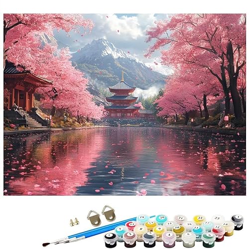 Malen Nach Zahlen Erwachsene See Turm, Malen Nach Zahlen Kinder ab 7 mit Pinseln und Acrylfarben DIY Ölgemälde Set Basteln Leinwand Bild Erwachsene, Home Deko Geschenk 40x50cm Ohne Rahmen L8-200 von Lixfagng