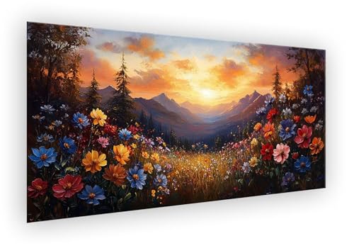 Malen Nach Zahlen Erwachsene Sonnenuntergang, Malen Nach Zahlen Blume Paint by Numbers DIY Handgemalt Ölgemälde Kit Mit Pinseln und Acrylfarbe Knitterfreie Leinwand Kit für Wanddeko 70x140cm XD-425 von Lixfagng