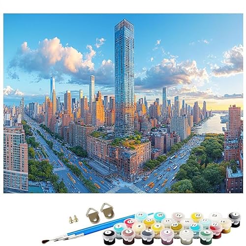 Malen Nach Zahlen Erwachsene Stadt Straße, Malen Nach Zahlen Kinder ab 7 mit Pinseln und Acrylfarben DIY Ölgemälde Set Basteln Leinwand Bild Erwachsene, Home Deko Geschenk 60x80cm Ohne Rahmen L8-218 von Lixfagng