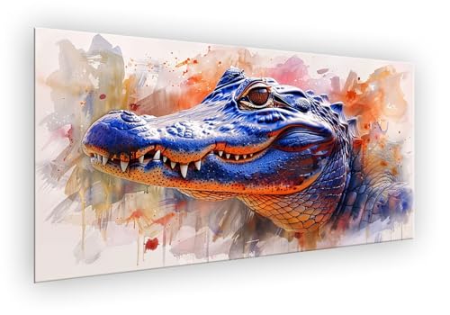Malen Nach Zahlen Erwachsene Tier, Malen Nach Zahlen Krokodil Paint by Numbers DIY Handgemalt Ölgemälde Kit Mit Pinseln und Acrylfarbe Knitterfreie Leinwand Kit Geschenk für Wanddeko 90x180cm XD-221 von Lixfagng